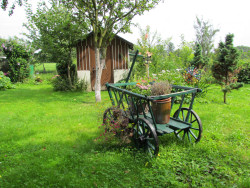 Gartenhaus mit vielen Spielsachen.